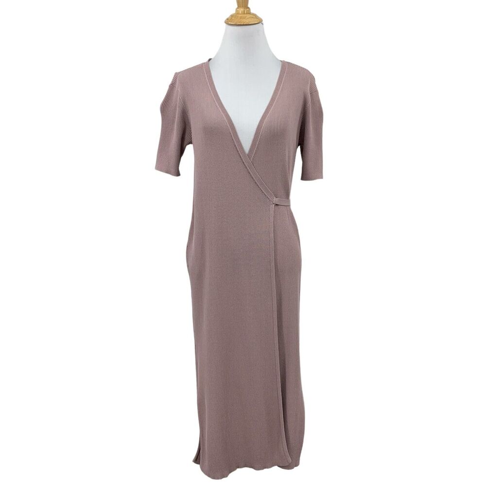 Modern Citizen Dress Womens S Small Foxglove Ribbed Wrap Knit Waist Tie Midi